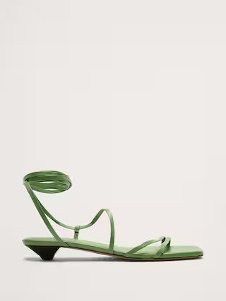 Italian Leather Strappy Kitten-Heel Sandal | Banana Republic (US)