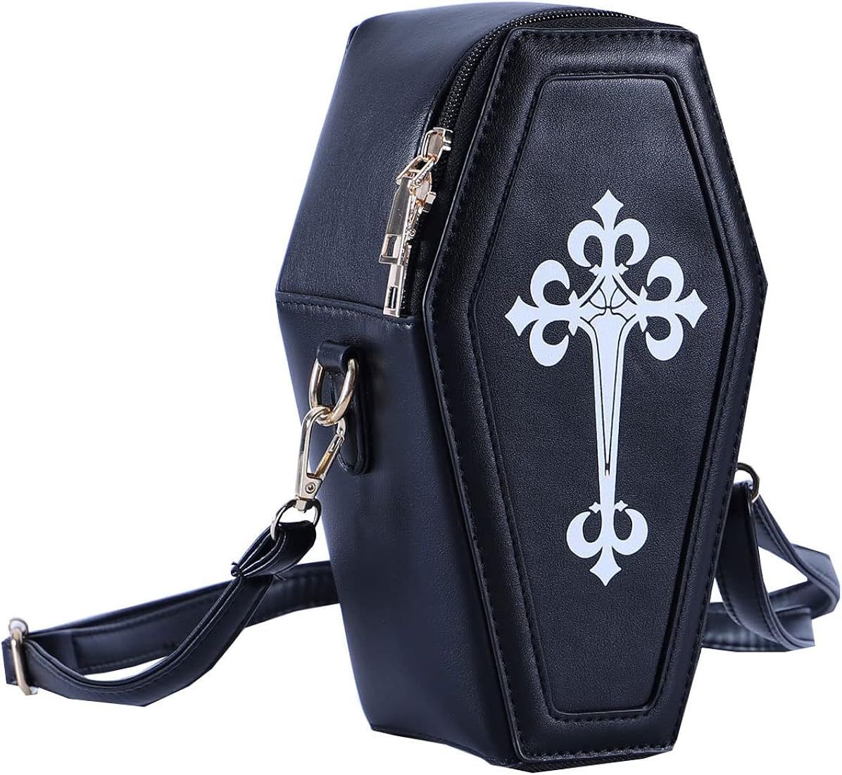 Gothic PU Leather Bag Women’s Crossbody Coffin Shape Bag Cell Phone Purse Small Shoulder Bag fo... | Amazon (US)