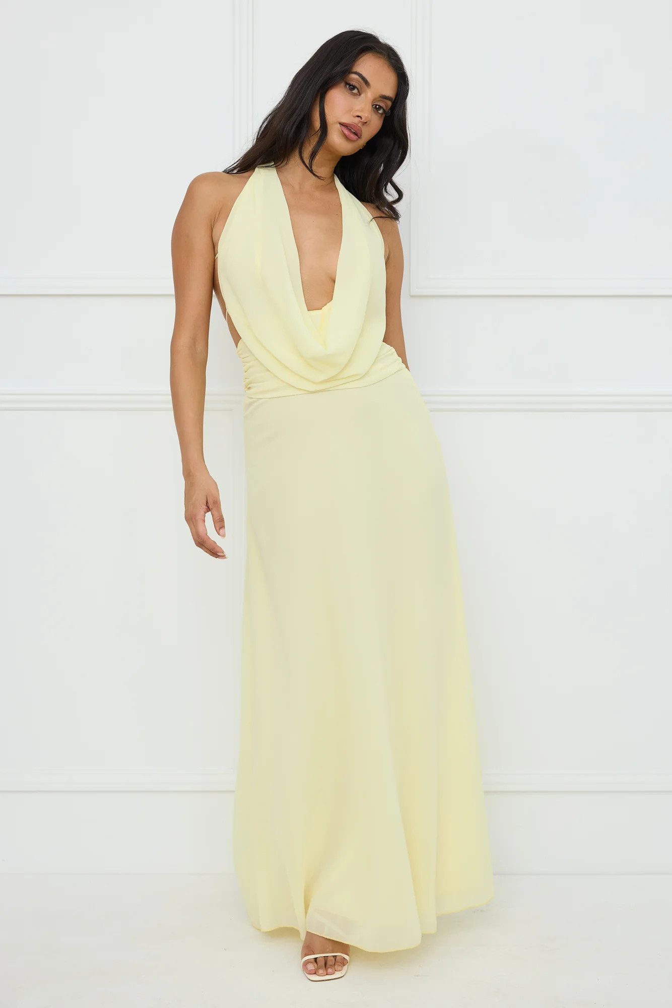 Trixie Halter Maxi Dress Yellow | Hello Molly (AU)