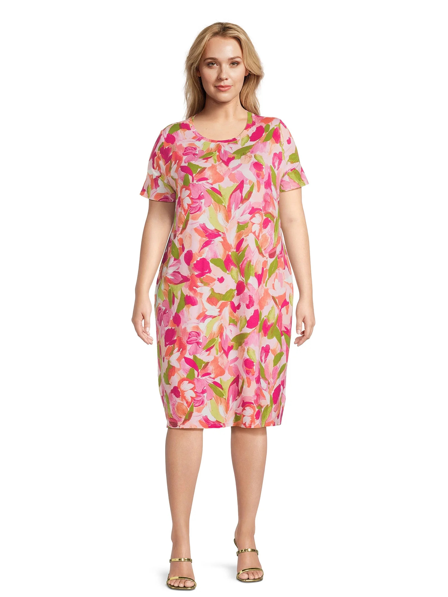 Terra & Sky Women’s Plus Size T-Shirt Dress with Short Sleeves | Walmart (US)