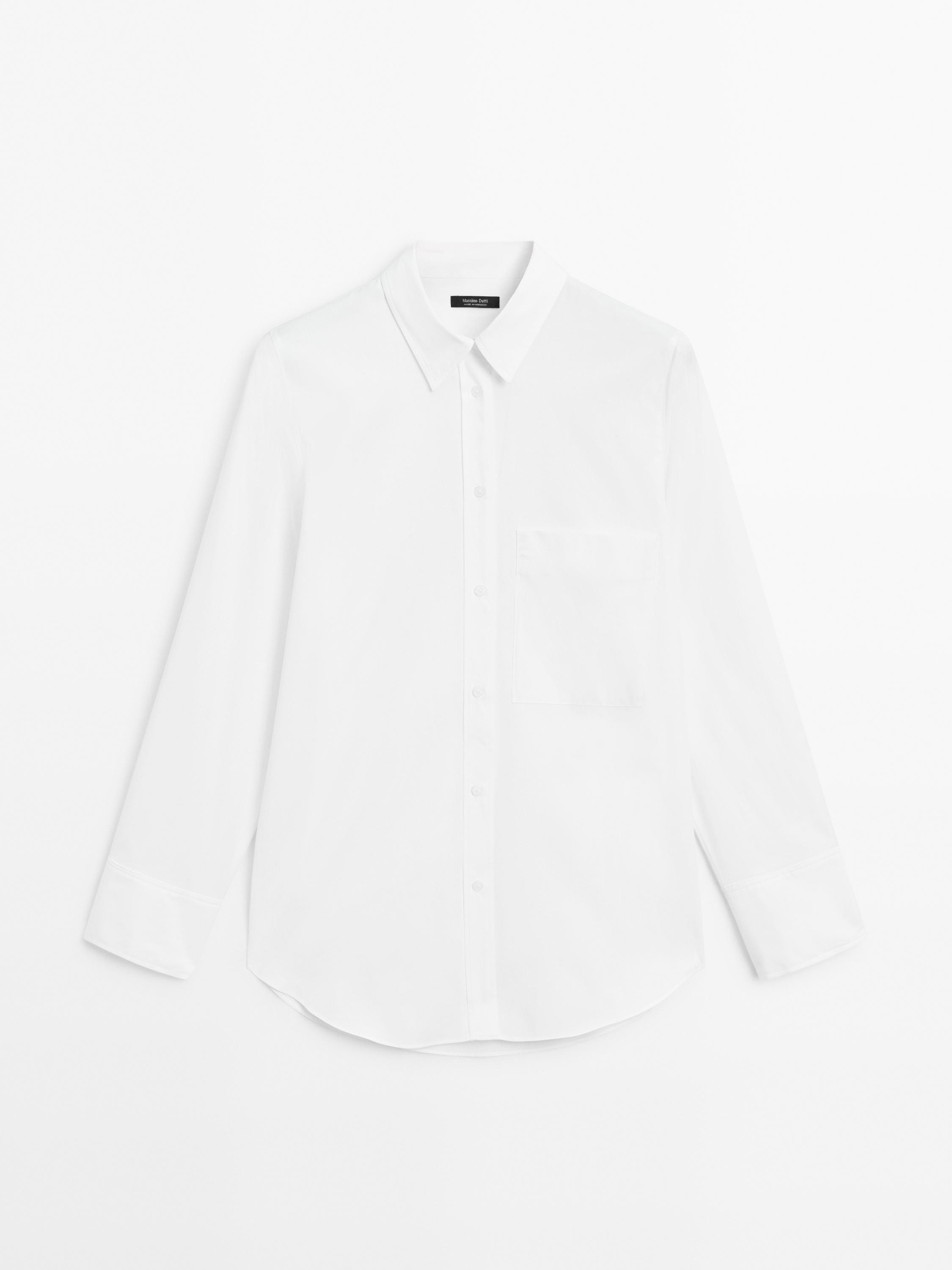 100% cotton poplin shirt with pocket | Massimo Dutti UK