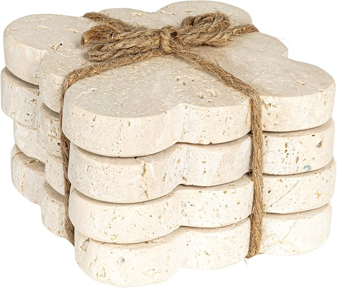 Creative Co-Op Tuscan Elegance Travertine Coaster Set, Natural, Set of 4 | Amazon (US)