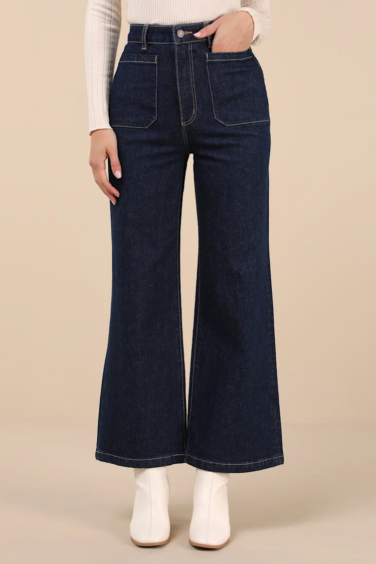 Sailor Dark Wash High-Rise Wide-Leg Jeans | Lulus