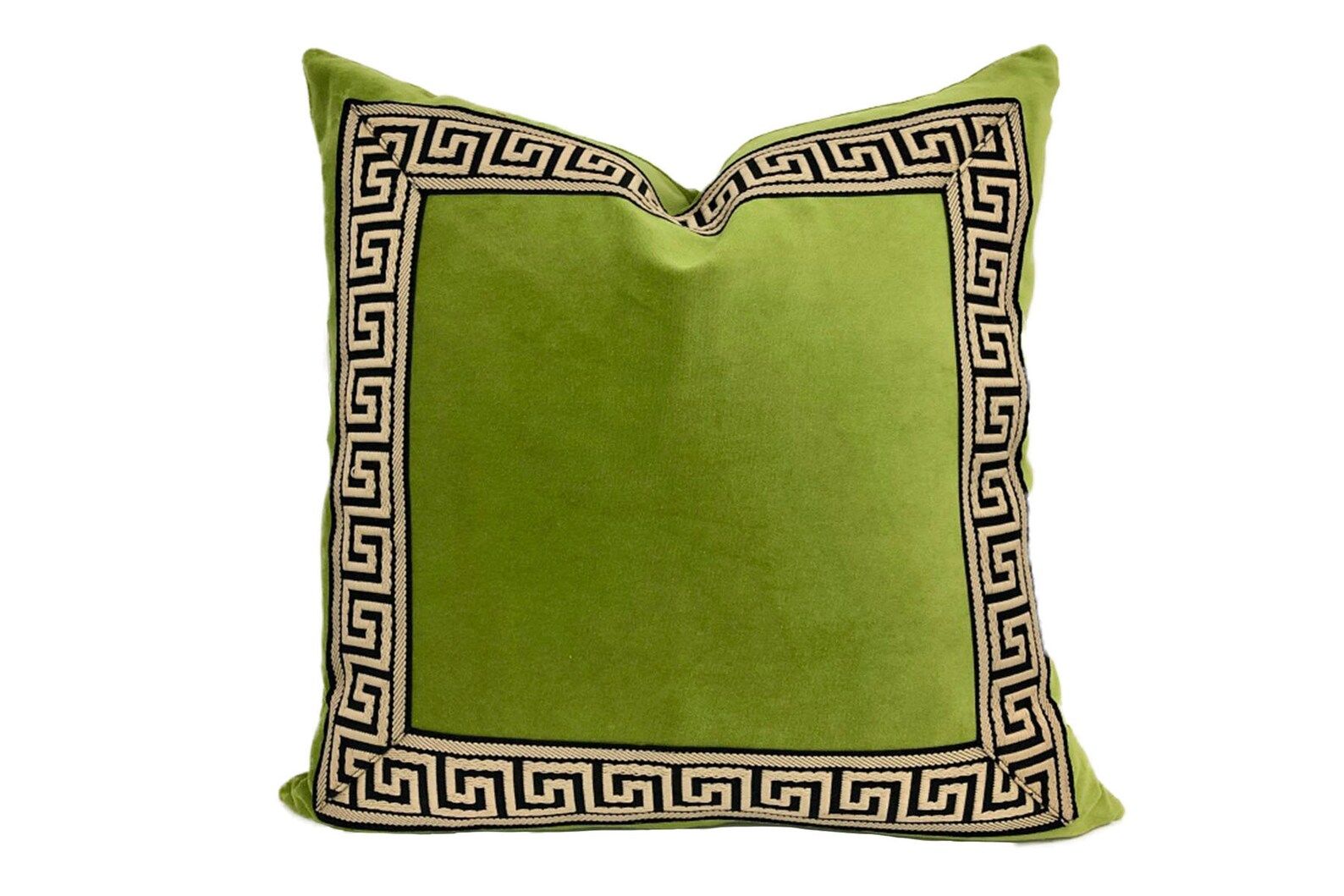 Read the full title
    Lime Green Square Velvet Pillow Cover with Greek Key Trim | Etsy (US)