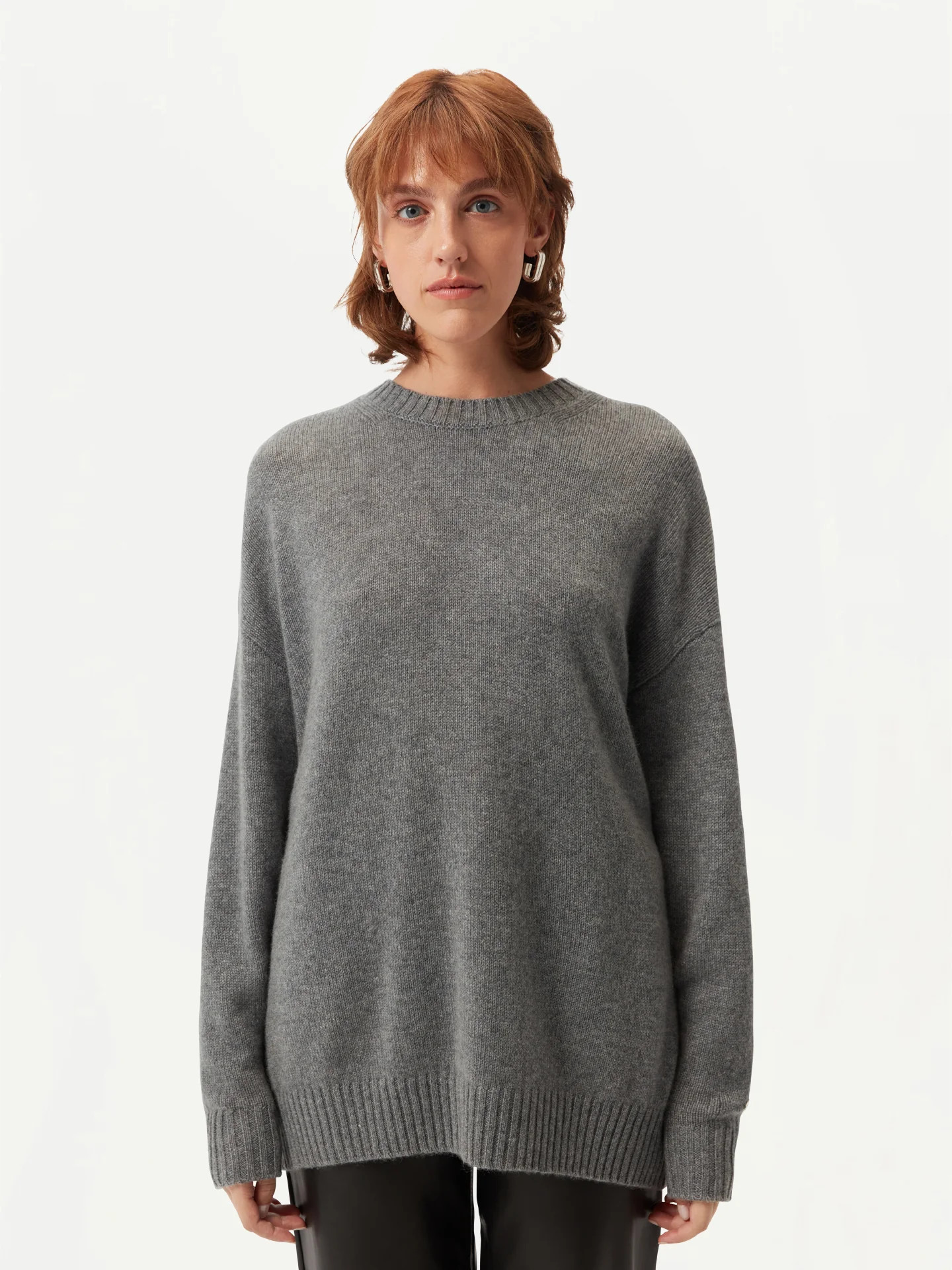 Women's Relaxed-Fit Cashmere Sweater Gray - Gobi Cashmere | Gobi Cashmere