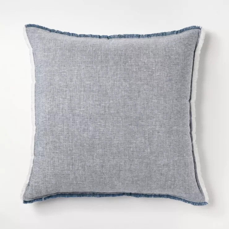 Oversized Reversible Linen Square Throw Pillow with Frayed Edges - Threshold™ designed with Stu... | Target