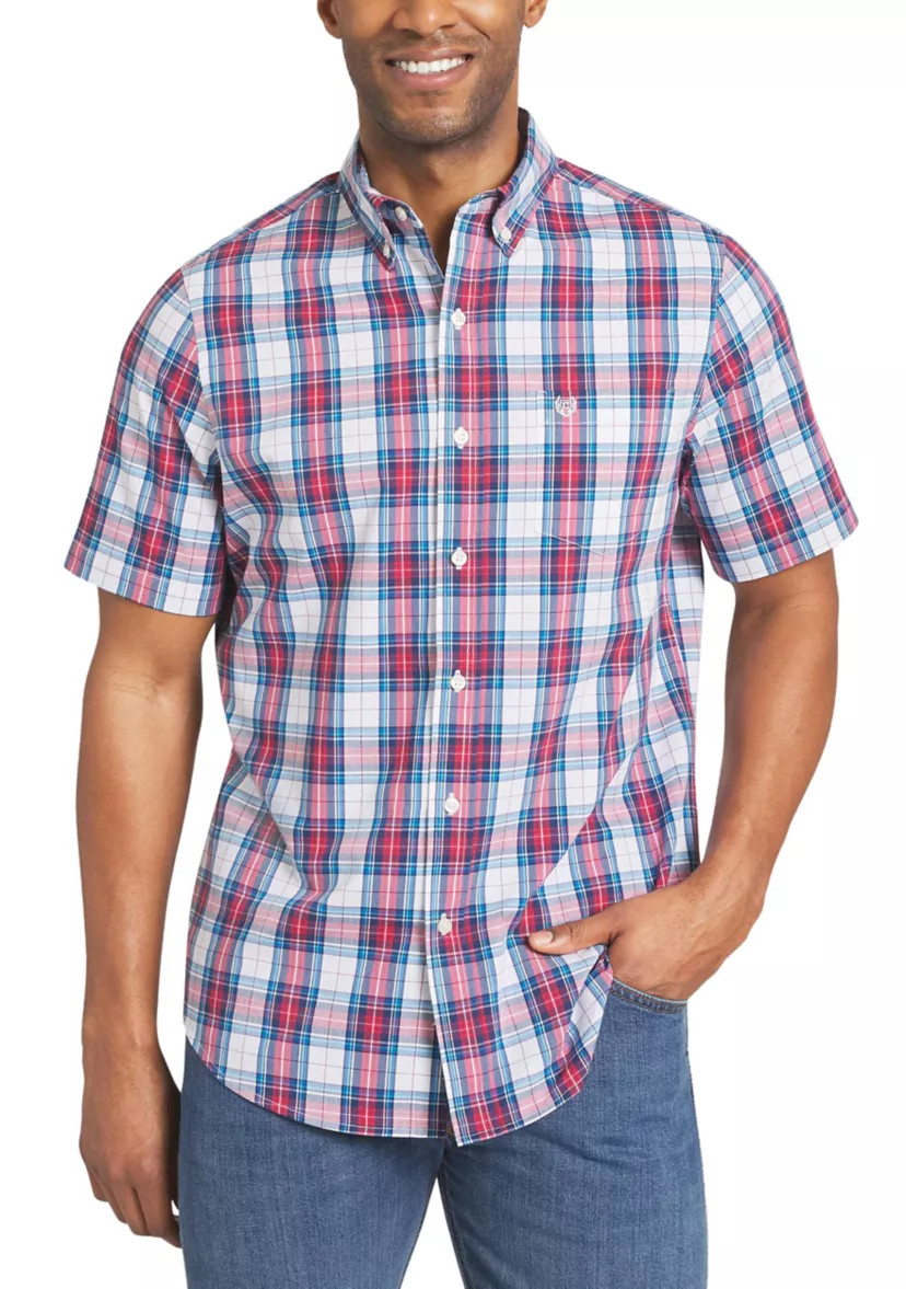 Men's Short Sleeve Button Down Plaid Shirt | Belk