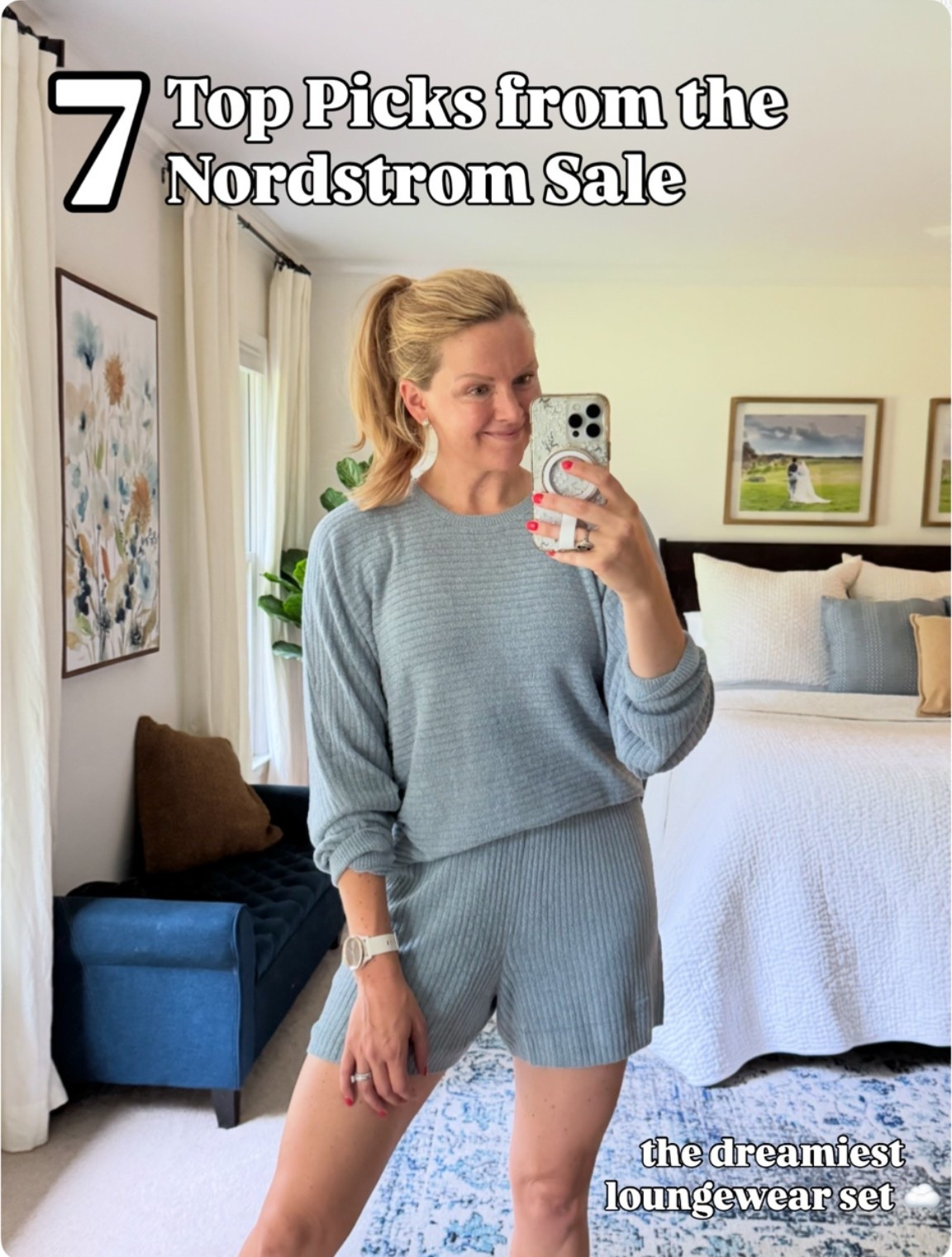 Top 7 items at the Nordstrom sale, in no particular order (and all are currently in stock)
- cozy ribbed loungewear set
- the best bootcut jeans.. love these so much!
- suede shoes .. hard to pick one pair. Low heel bootie is so good though & loafer is a close second 
- animal print short sleeve sweater top 
- brown bootcut leggings
- classic relaxed light wash jeans
- striped colorful fall sweater