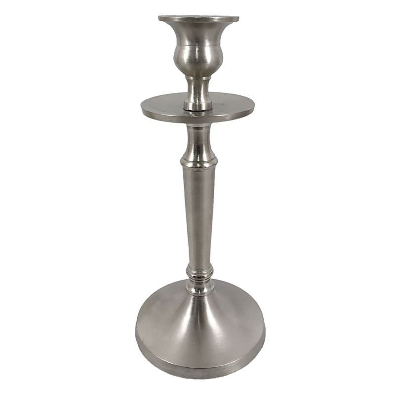 Matte Silver Taper Candle Holder, 8" | At Home
