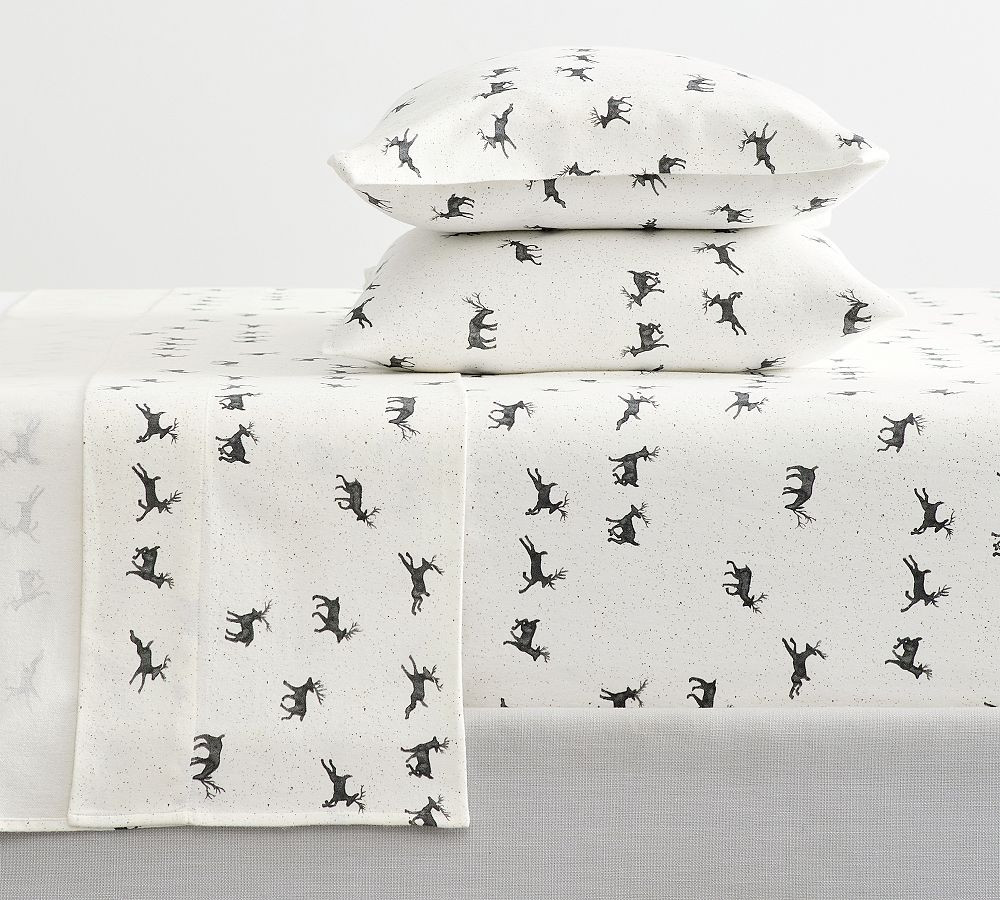 Rustic Reindeer Cotton Flannel Sheet Set | Pottery Barn (US)
