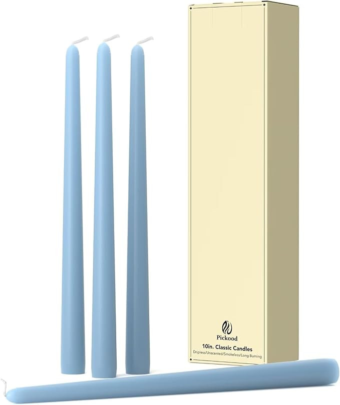 10-Inch Tall Dripless Taper Candles Set of 4 - Baby Blue Tapered Candles, Perfect for Halloween,F... | Amazon (US)