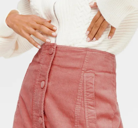 Jupe courte en velours côtelé - Rose | Promod (FR)