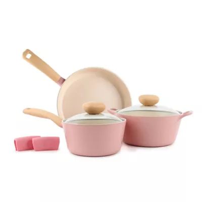 Neoflam Retro Nonstick Ceramic 5-Piece Cookware Set in Pink | Bed Bath & Beyond