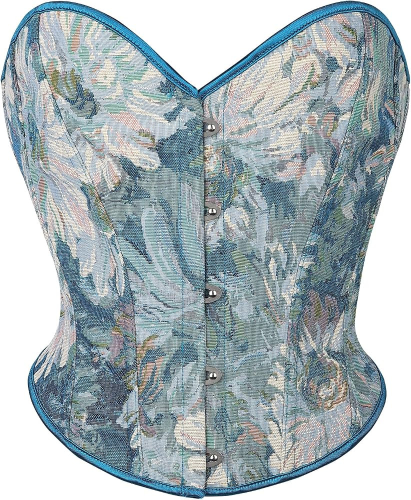 Corset Tops for Women Women's Lace Up Boned Overbust Bustier Lingerie Bodyshaper Top Bodysuit XS ... | Amazon (US)
