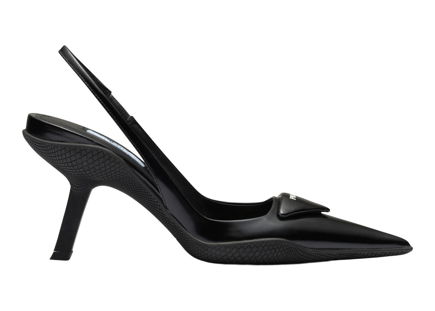Prada 65mm Sling-Back Pumps Black Brushed Leather | StockX