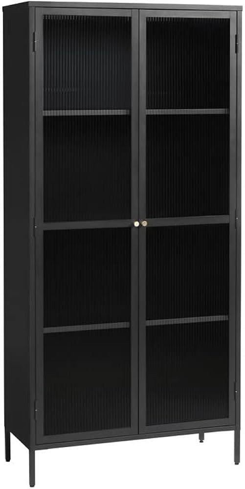 Unique Furniture Display Cabinet, Black and Golden | Amazon (US)