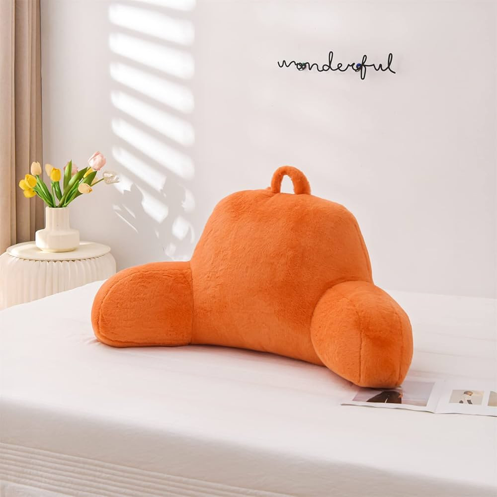 A Nice Night Faux Fur Reading Pillow Bed Wedge Large Adult Children Backrest with Arms Back Suppo... | Amazon (US)