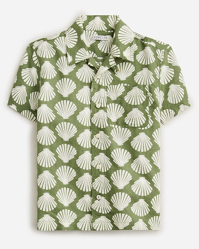 Kids' printed short-sleeve camp shirt in linen-cotton blend | J. Crew US