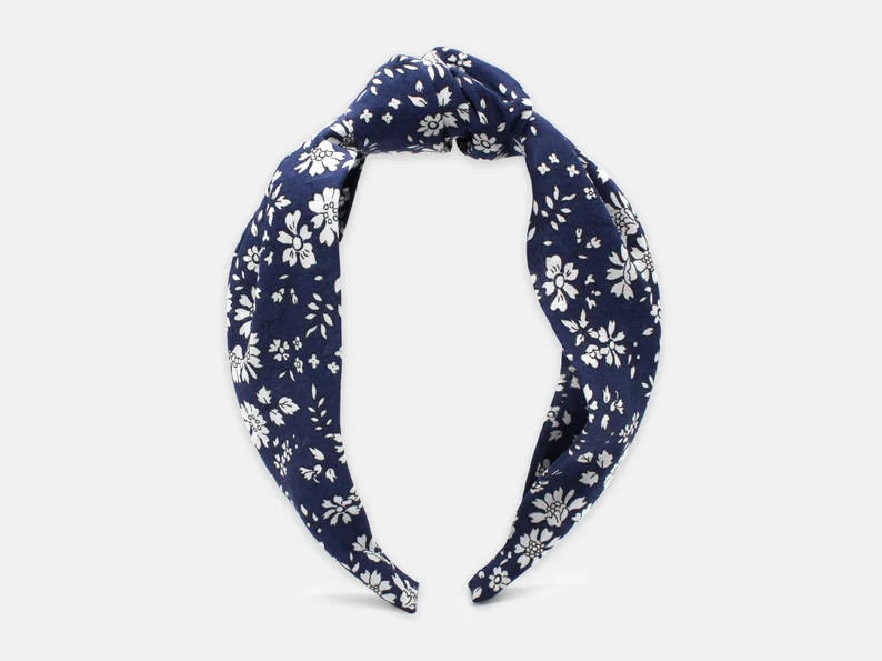 Liberty Capel U Navy Print Classic Knot Headband \u2013 Women\u2019s Hair Accessory, Handmade Flo... | Etsy (Global)