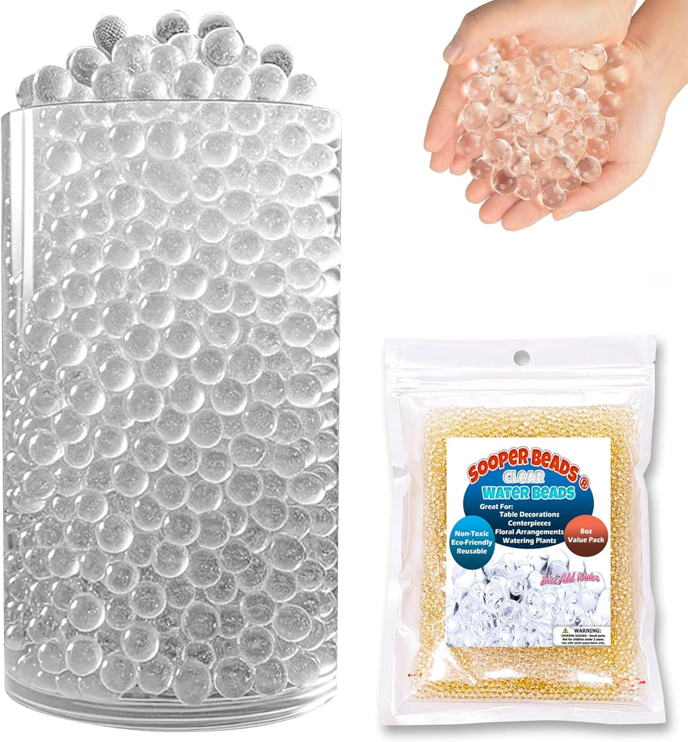 Sooper Beads 8oz Clear Water Beads - Crystal Gel Beads Ideal as Vase Filler for Floating Candles,... | Amazon (US)