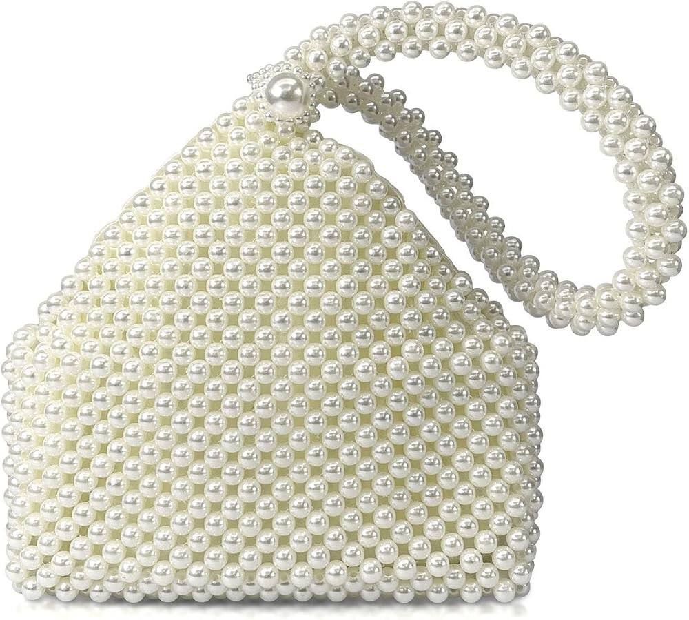 Geiomoo Pearl Handbags, Women Crossbody Beaded Elegant Evening Purses Bag for Wedding Bride Party Prom | Amazon (US)
