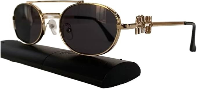 Trendy Small Punk Oval Sunglasses for Women and Men - UV400 Protection Metal Double Bridge Eyewea... | Amazon (US)