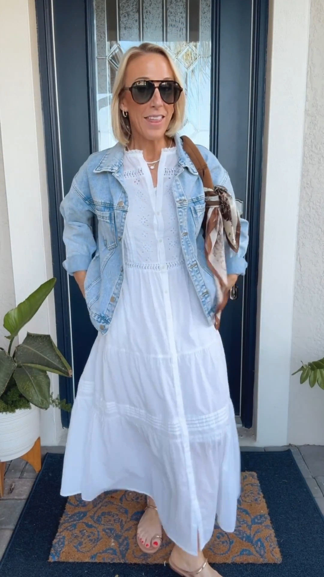 My ootd:
• white midi/maxi dress - size XS. Currently on sale!
• denim jacket - size small. Oversized fit. 
• sandals - tts  

#LTKootd #LTKSeasonal #LTKOver40
