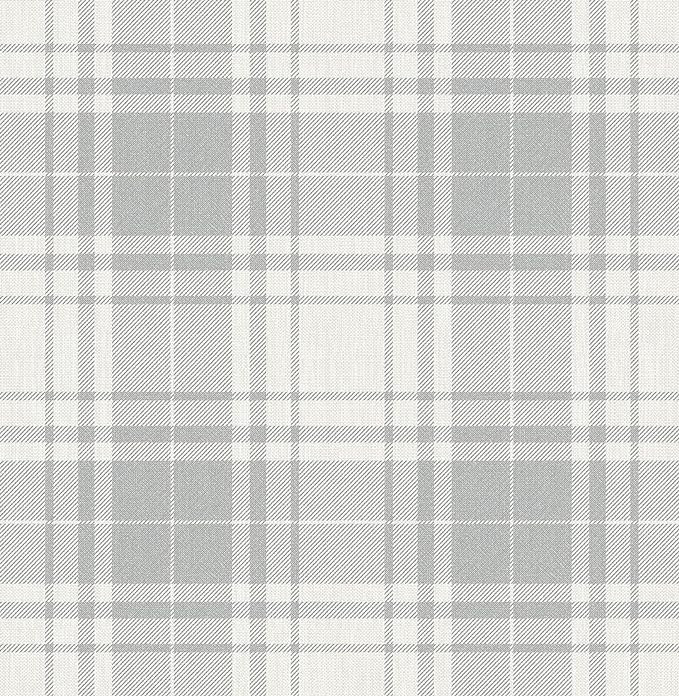 Franklin Plaid Grey Peel & Stick Wallpaper | Amazon (US)