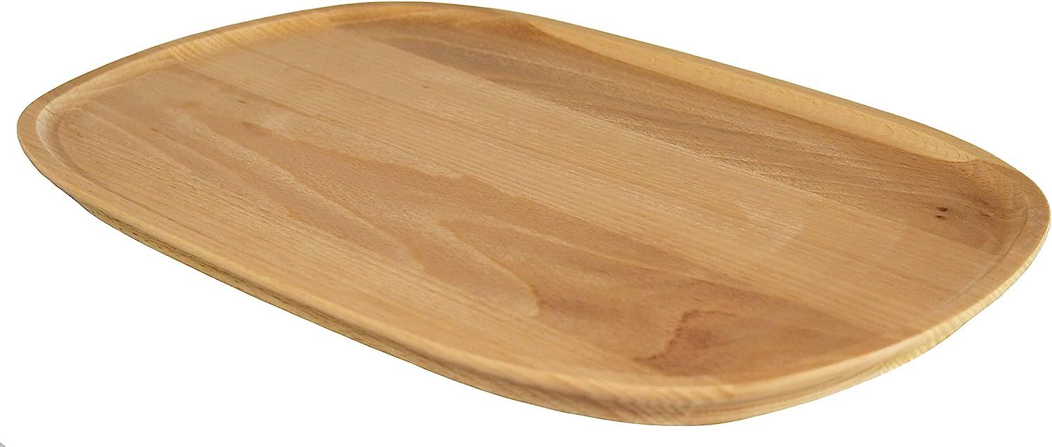 efo Wooden Oval Plate - Organic Beech Wood Oval Serving Platter - Great Option as Serving Tray, C... | Amazon (UK)