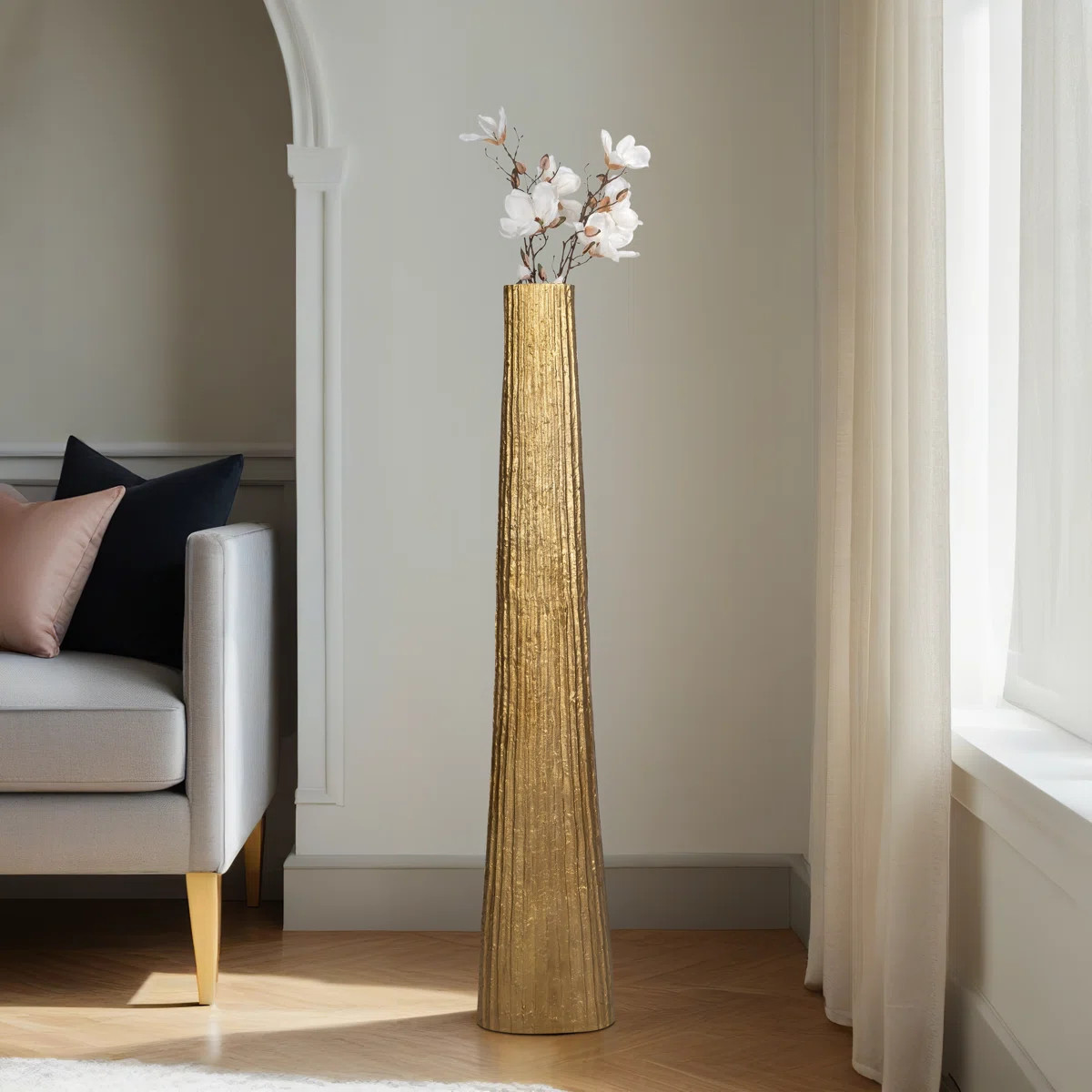 Katarin Metal Aluminum Vase with Sleek Modern Design and Textured Cylindrical Shape for Contempor... | Wayfair North America