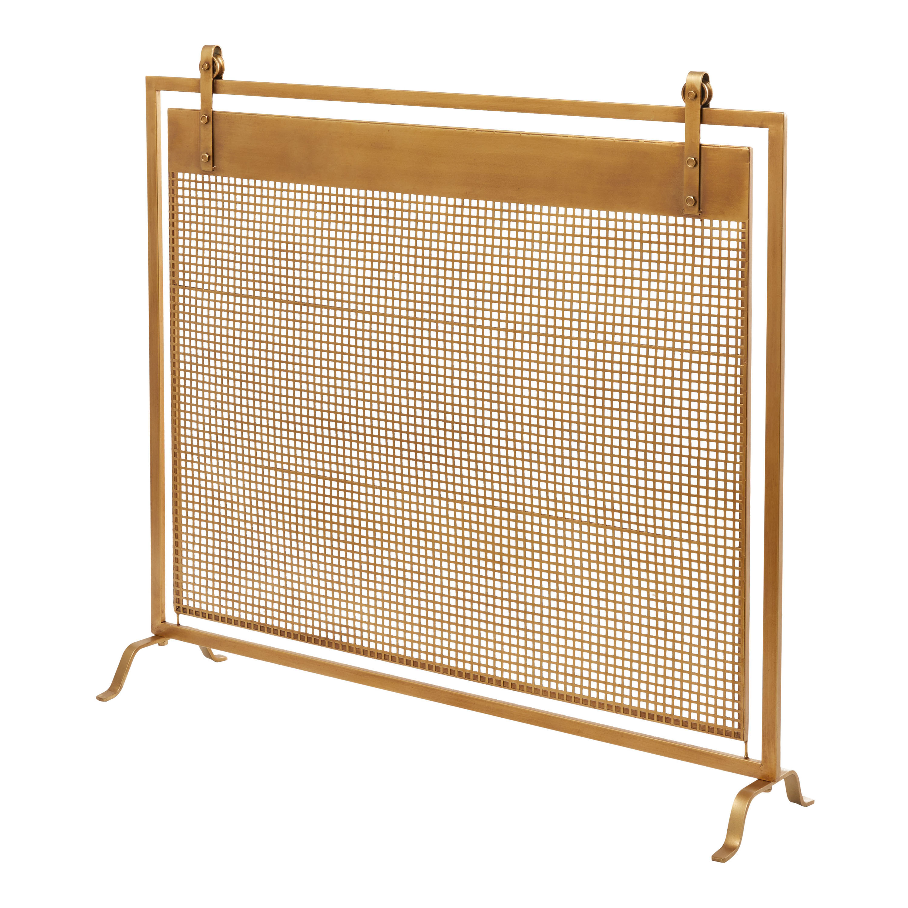 Metal Mesh Grid Single Panel Fireplace Screen - World Market | World Market