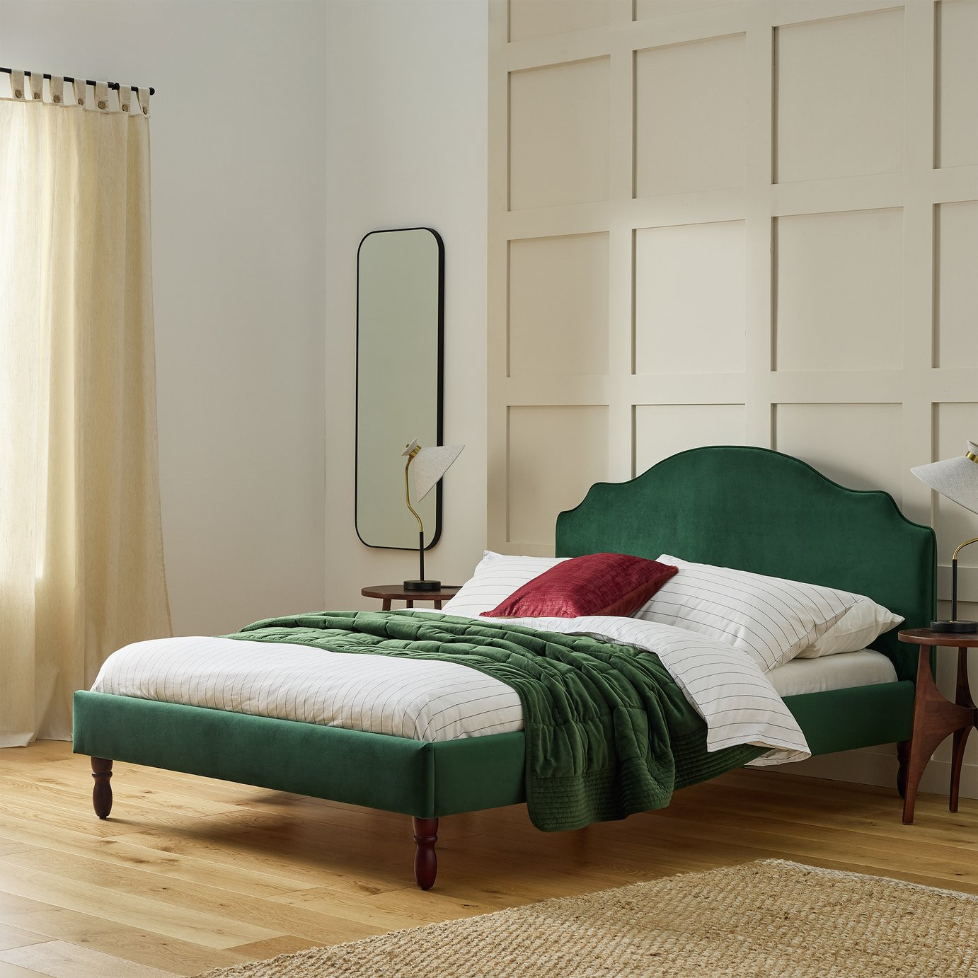Habitat Sophia Kingsize Velvet Bed Frame - Moss Green | argos.co.uk