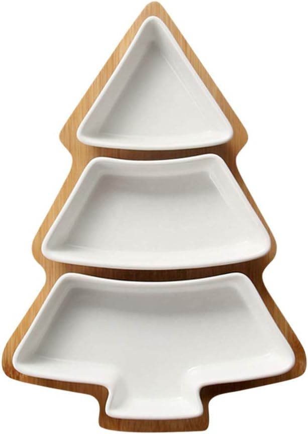 Angoily Christmas Tree Shaped Platter Ceramic Christmas Serving Tray Dishes for Entertaining, Foo... | Amazon (US)