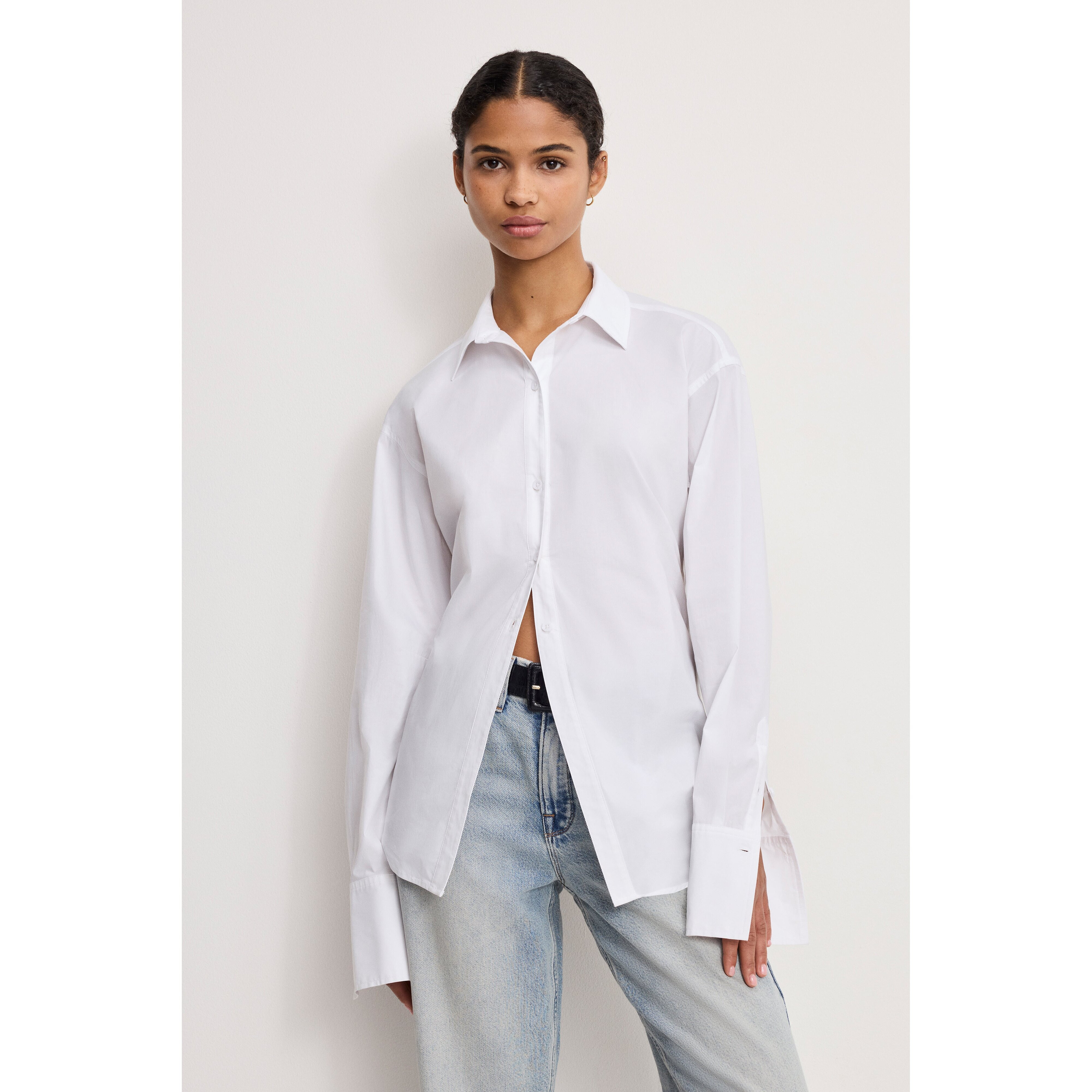 Women's Poplin Tie Back Shirt | White, Size Large | Good American by Khlo� Kardashian | Good American