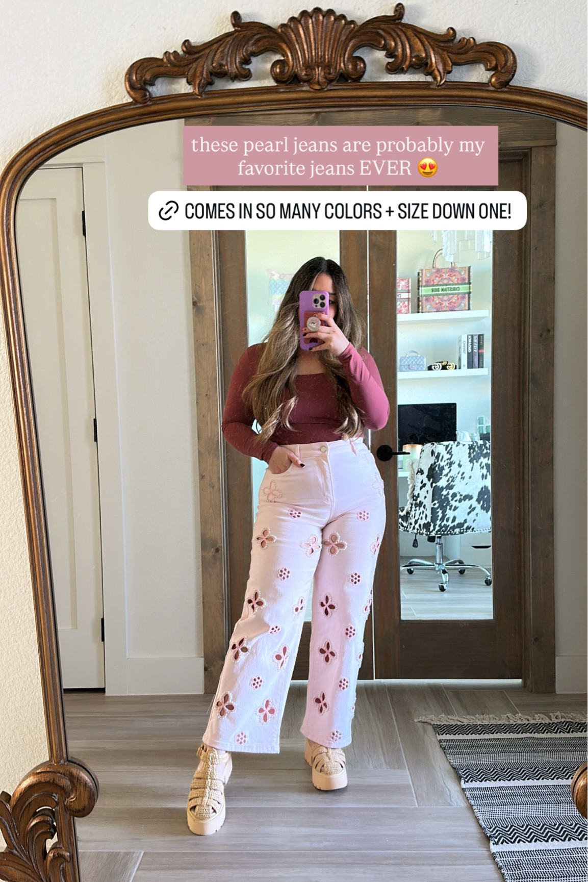 Seriously THE BEST statement jeans ever! They’re SO comfy and stretchy and comes in so many different colors! Be sure to size down one!

Pearl jeans, pink jeans, pearl denim, pink denim, statement denim, the Noli shop, Amazon finds, Amazon fashion, pumiey top, fall fashion, fall style, fall look, fall outfit, date night outfit, petite jeans, petite denimm

#LTKFindsUnder100 #LTKMidsize #LTKPetite