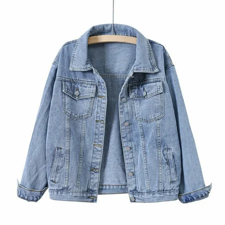 Clearance! women s denim jackets denim jackets for women trendy Denim Jacket Relaxed Fit Casual Jean Trucker Jacket women jackets clearance sale | Walmart (US)