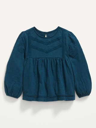 3/4-Sleeve Crochet-Trim Jersey Top for Toddler Girls | Old Navy (US)