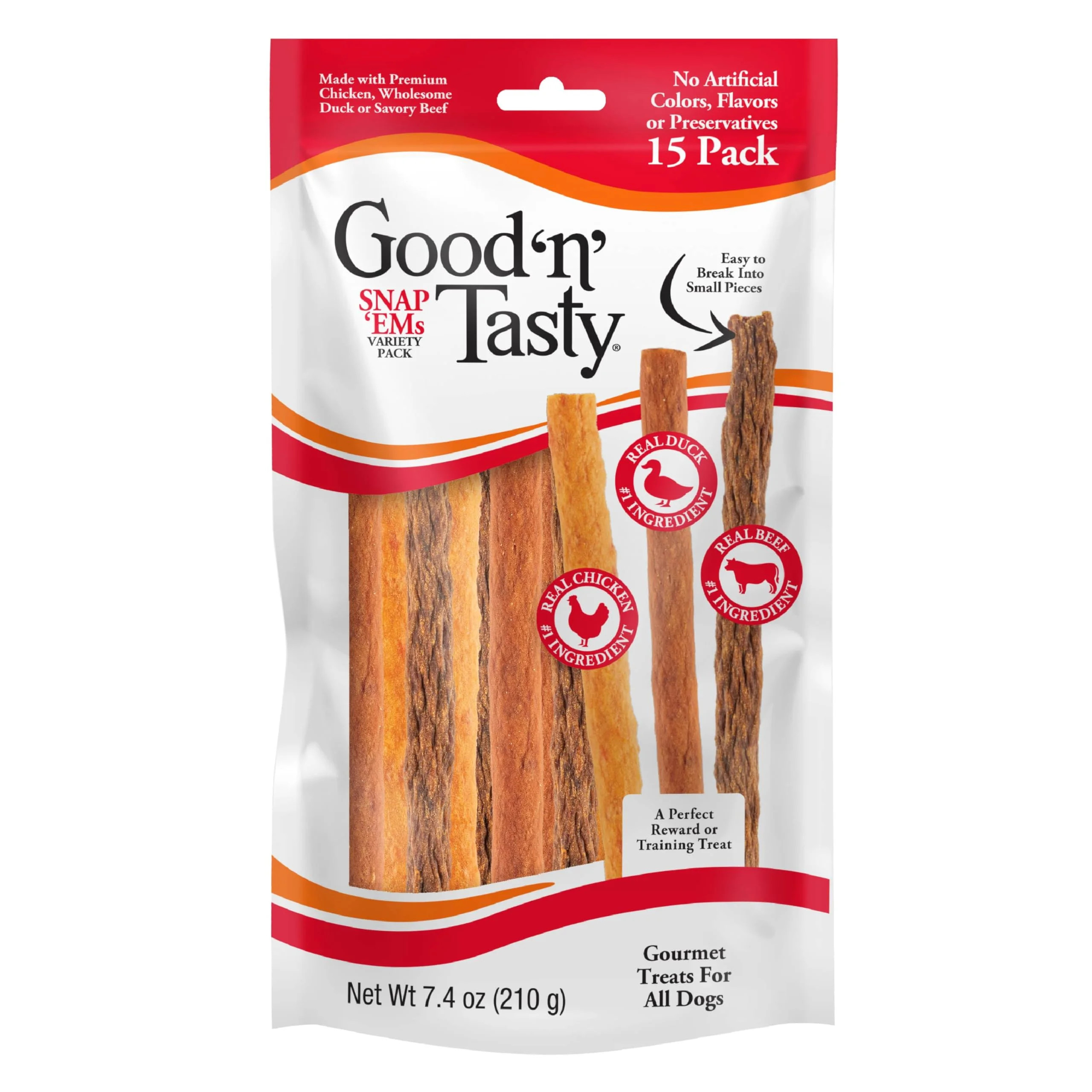 Good 'n' Tasty Triple Flavor HYZ01 Snap ‘EMS Gourmet Treats Variety Pack for All Dogs, 15 Count... | Walmart (US)