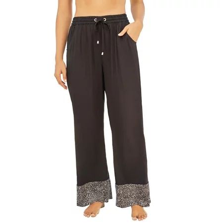 Swimsuits For All Women s Plus Size Wide-Leg Pant Swim Cover-Up Pant 16 Black Mini Leopard | Walmart (US)
