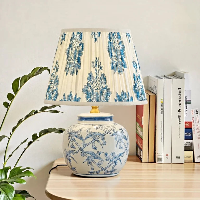Deyidn Modern Blue White Porcelain Glaze Ceramic Table Lamp, 16.53" Height, Chinoiserie Style Dec... | Walmart (US)