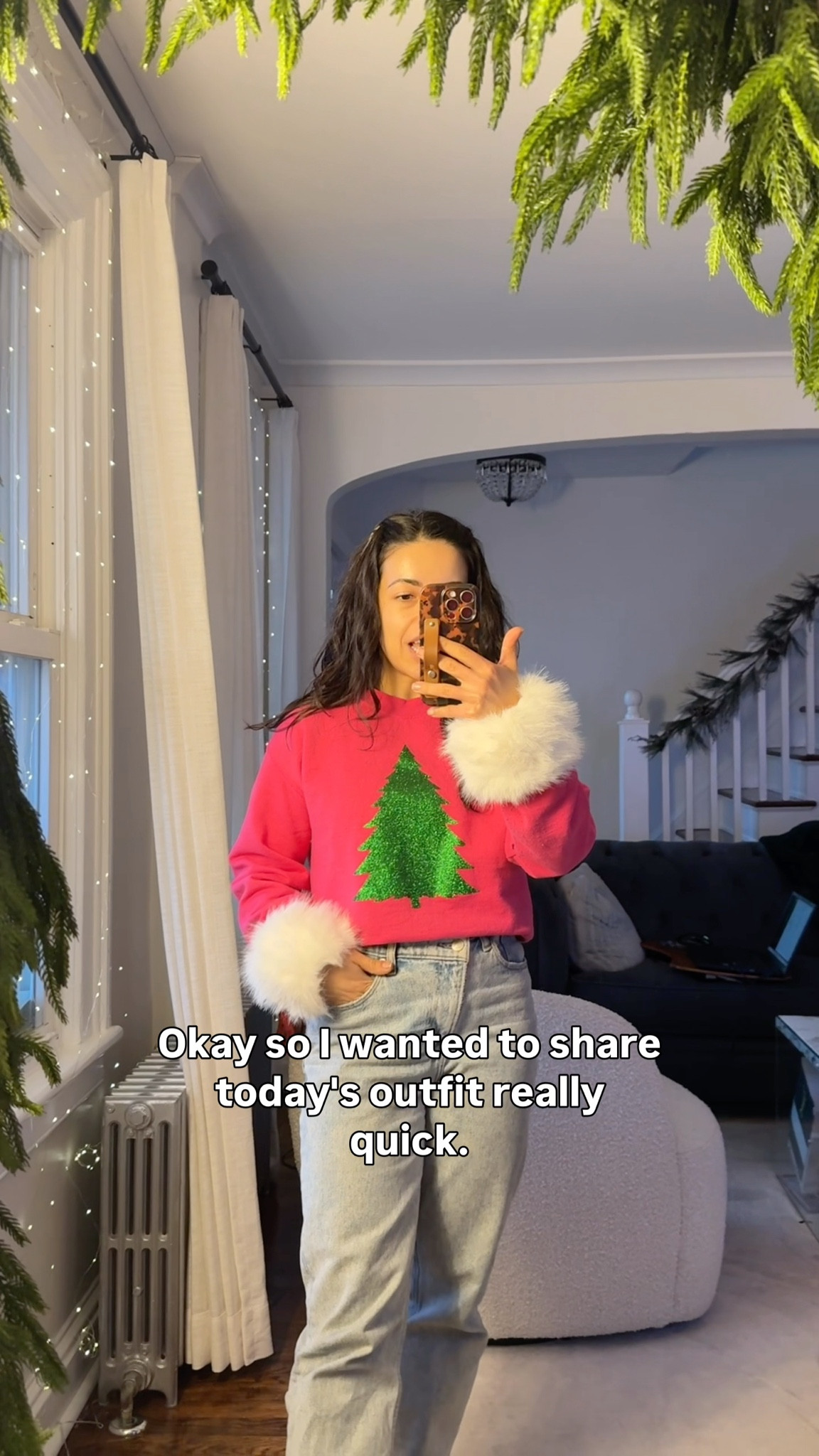Casual Friday teacher outfit for holiday spirit day. Pink Christmas tree sweatshirt from Amazon, jeans old but from Abercrombie, boots from Steve Madden, and faux fur cuffs available in multiple colors from Amazon! Petite length for jeans. I always get extra short! 

#LTKHoliday #LTKPetite #LTKFindsUnder100