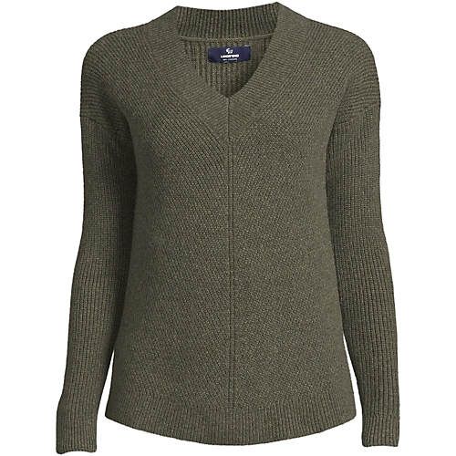 Women's Plus Size Cashmere Mitered V-Neck Pullover Sweater | Lands' End (US)