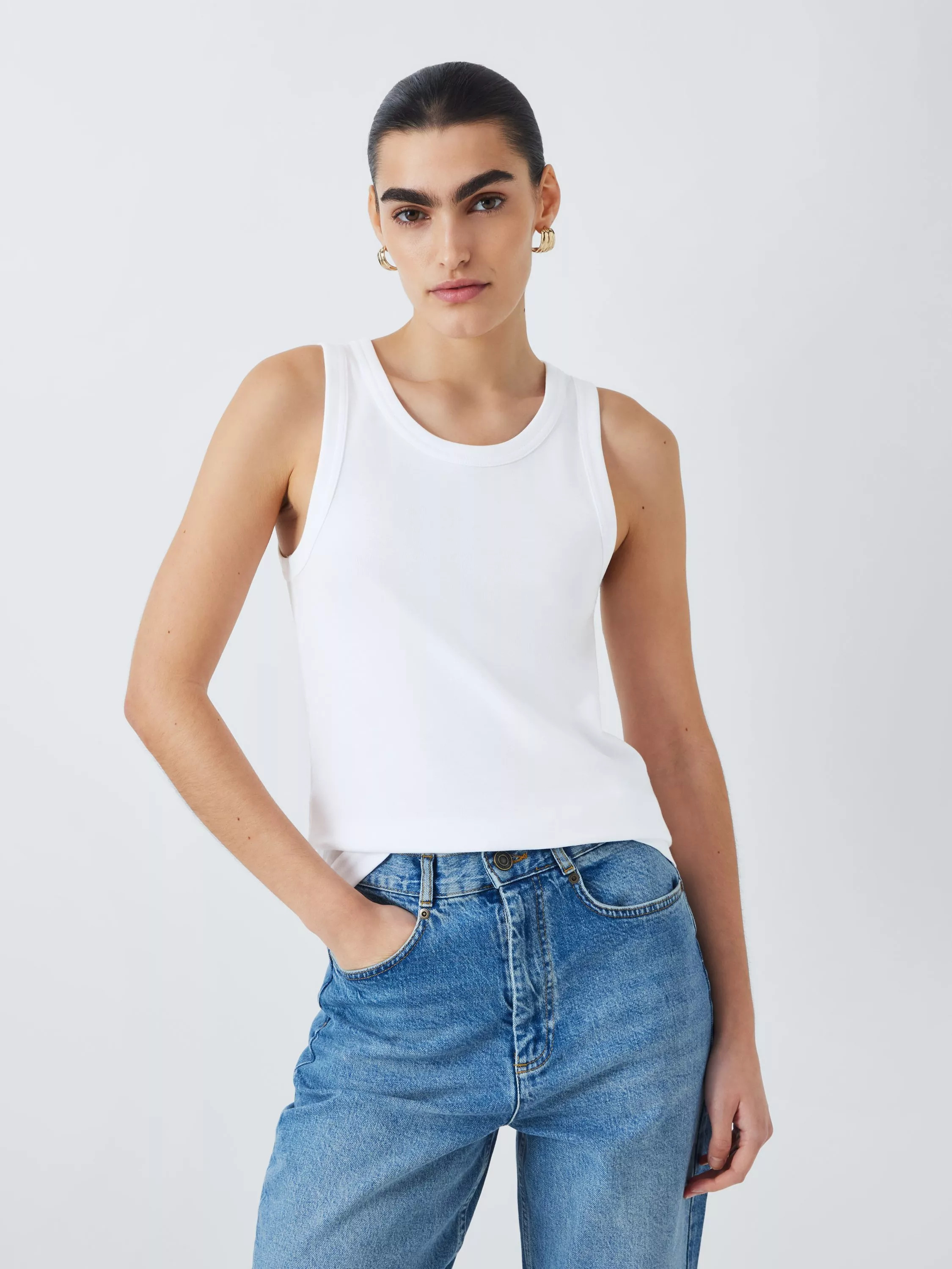 John LewisOrganic Cotton Tank Top, White | John Lewis (UK)