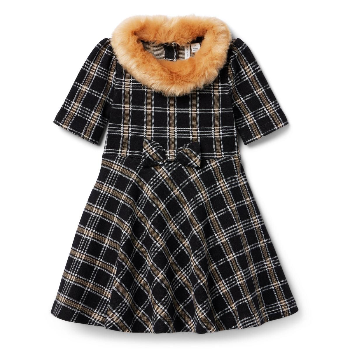Tartan Faux Fur Collared Dress | Janie and Jack