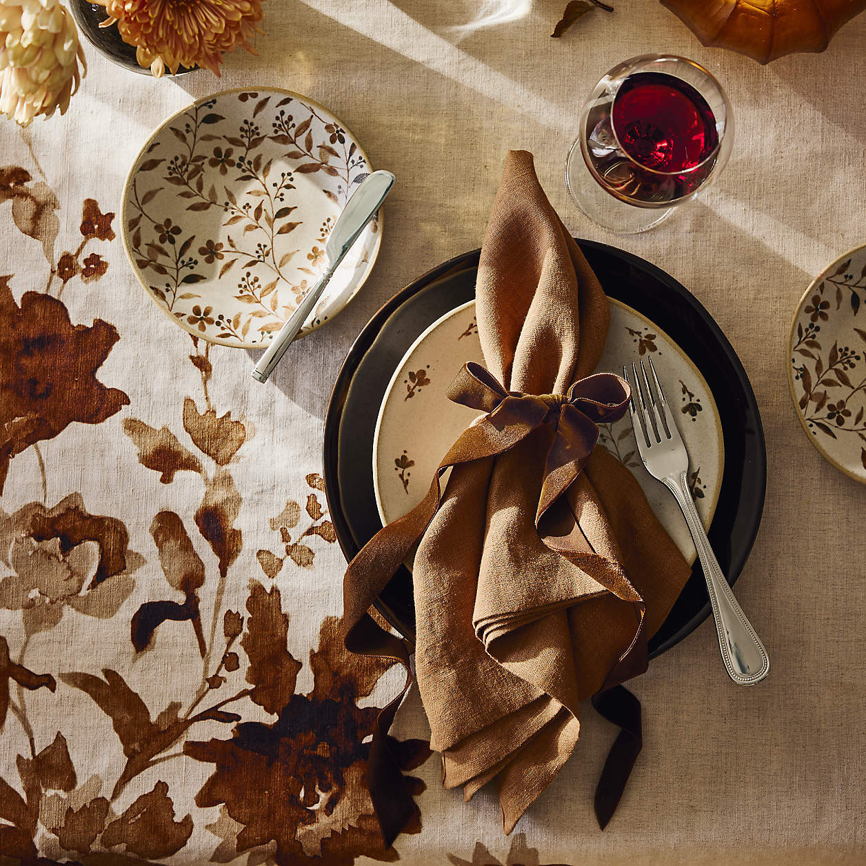 Velvet Brown Bow Napkin Rings, Set of 4 | Crate & Barrel | Crate & Barrel
