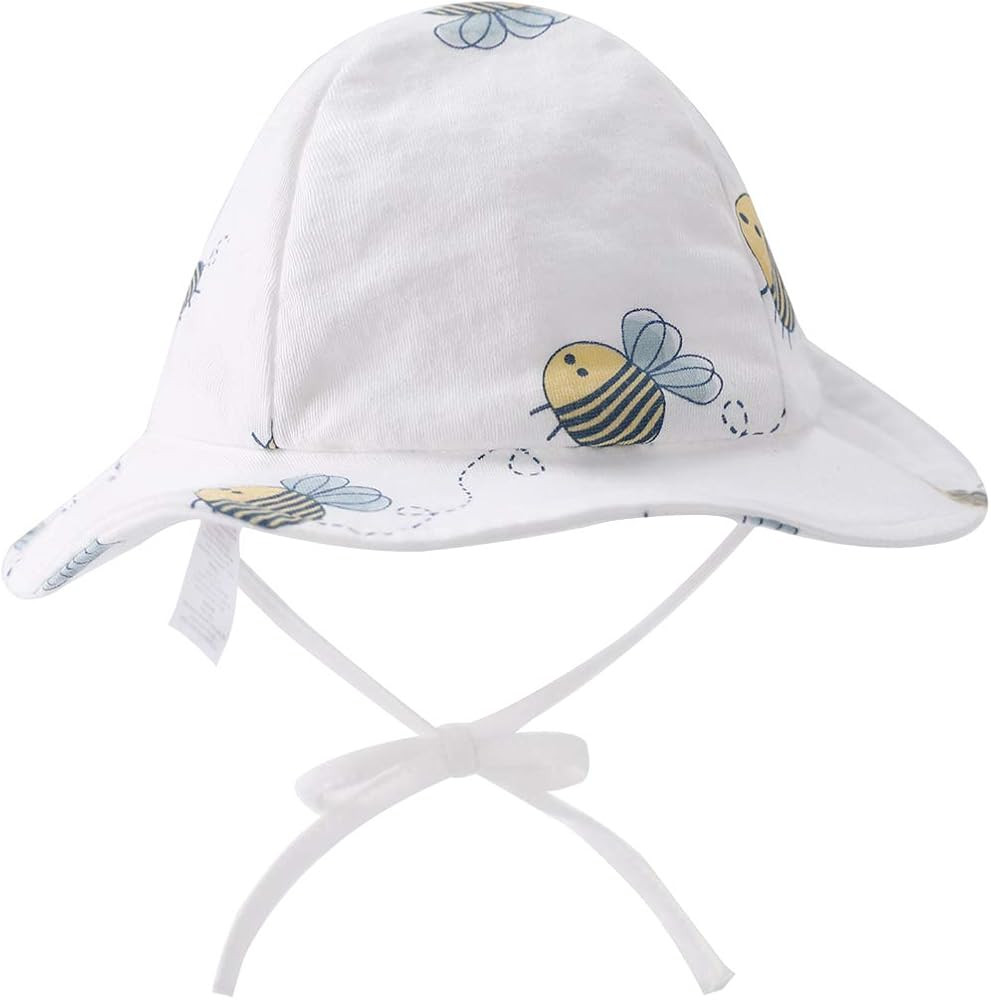 pureborn Newborn Unisex Baby Sun Hat Wide Brims Bucket Hat Sun Protection with Straps | Amazon (US)