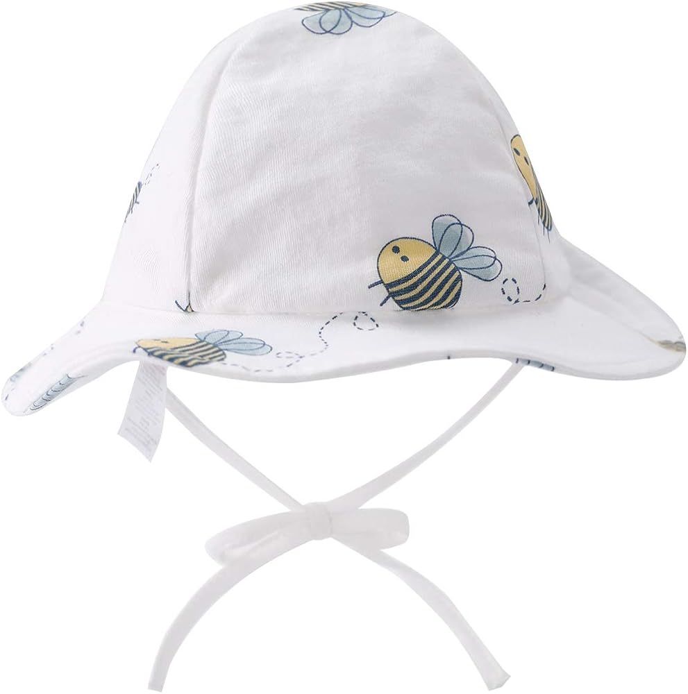 pureborn Newborn Unisex Baby Sun Hat Wide Brims Bucket Hat Sun Protection with Straps | Amazon (US)