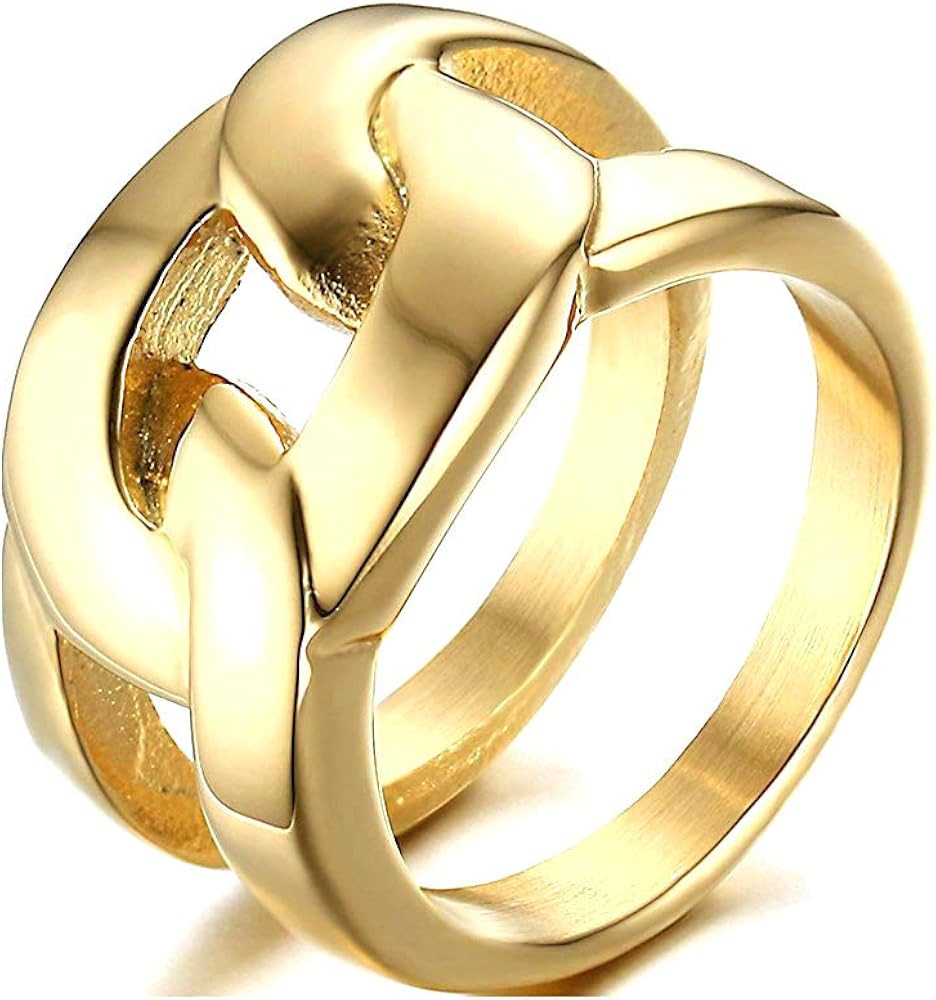 VNOX Womens Stainless Steel Linked Cuff Ring for Wedding Band Engagement Promise | Amazon (US)