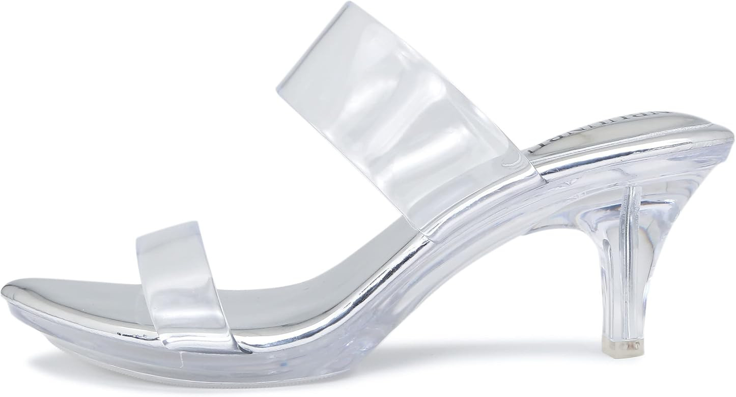 NBUUNBU Clear Heels for Women Silver Black Heels Little Platform Sexy High Heels Sandals Stiletto... | Amazon (US)