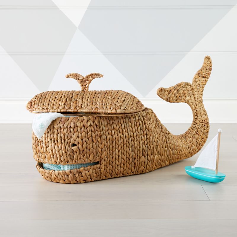 Whale Woven Kids Floor Storage Basket + Reviews | Crate & Kids | Crate & Barrel